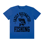 Easily Distracted by Fishing, Unisex Classic Crew Neck Cotton T-Shirt