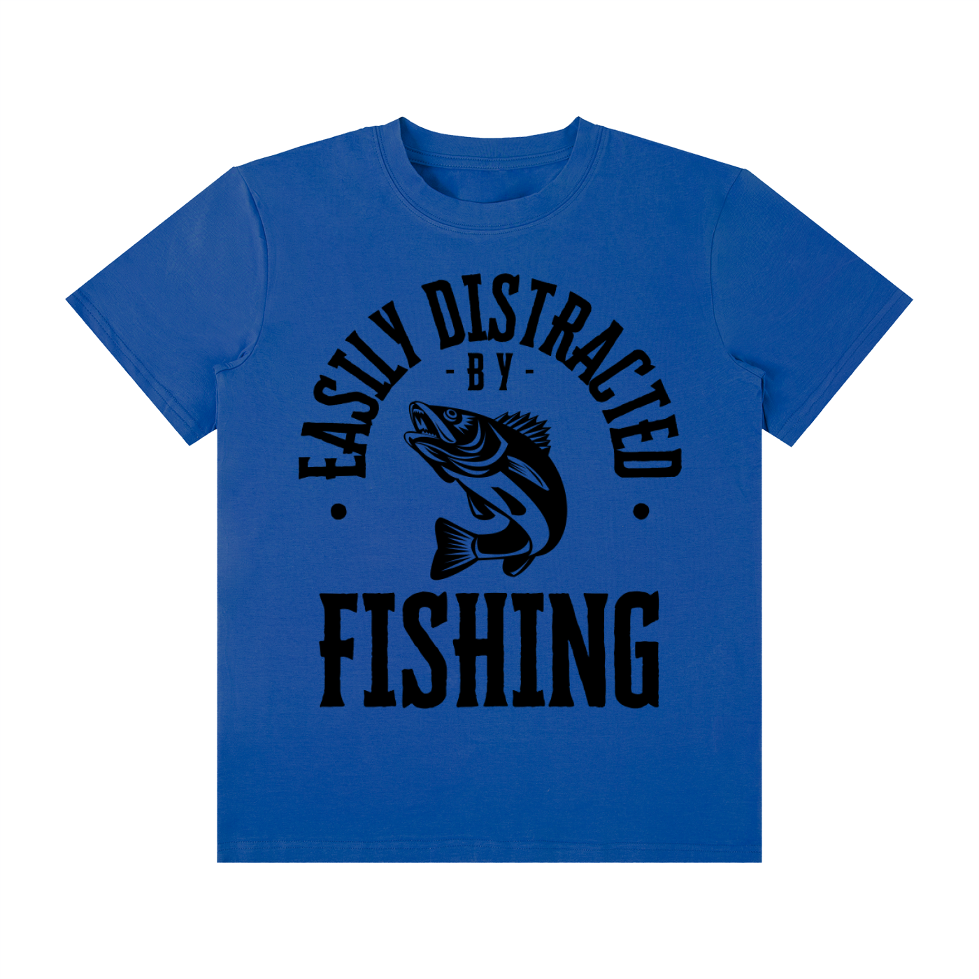 Easily Distracted by Fishing, Unisex Classic Crew Neck Cotton T-Shirt