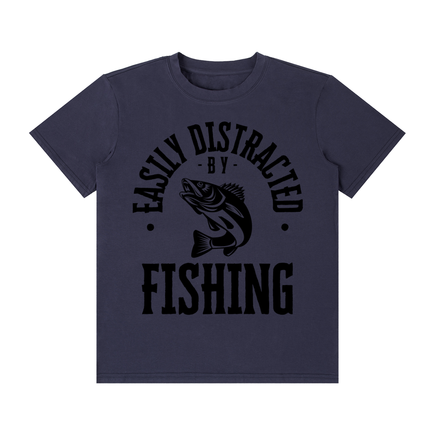 Easily Distracted by Fishing, Unisex Classic Crew Neck Cotton T-Shirt