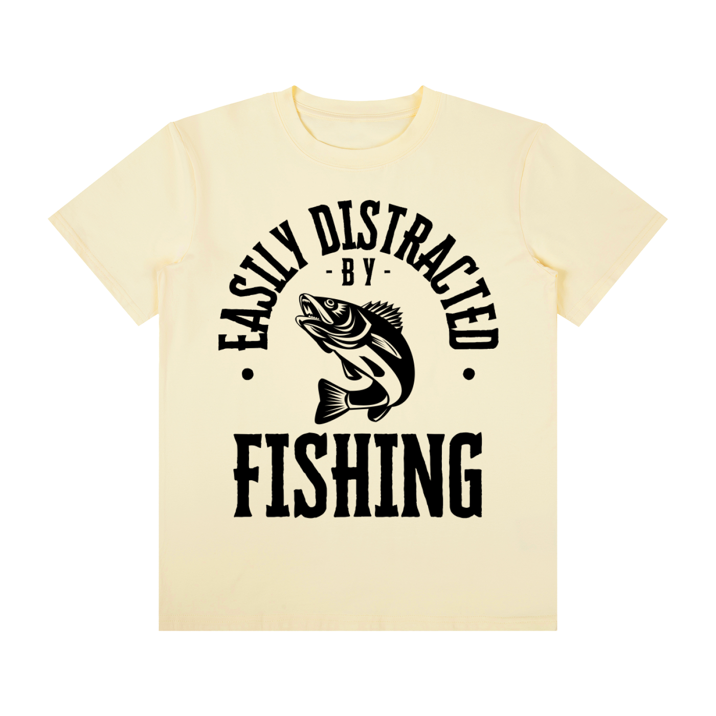 Easily Distracted by Fishing, Unisex Classic Crew Neck Cotton T-Shirt