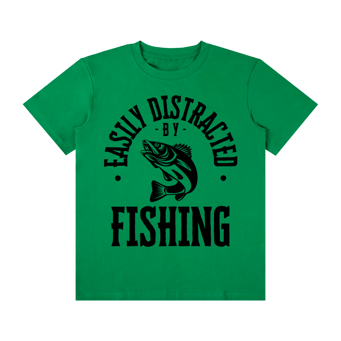 Easily Distracted by Fishing, Unisex Classic Crew Neck Cotton T-Shirt