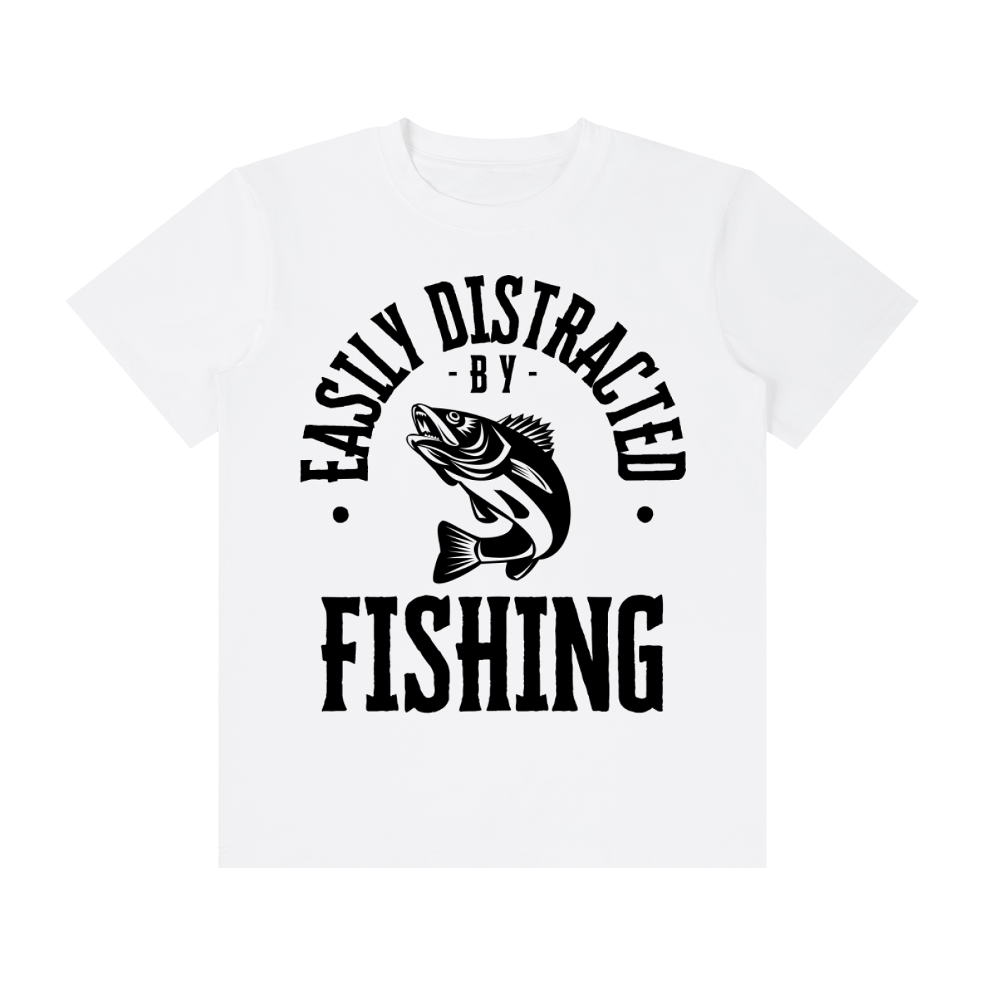 Easily Distracted by Fishing, Unisex Classic Crew Neck Cotton T-Shirt